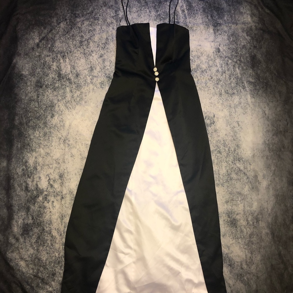 Betsy & Adam Satin Evening Gown